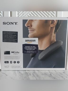 Sony SRS-NS7 Wireless Neckband Speaker 360 spatial sound gray preowned Bravia XR